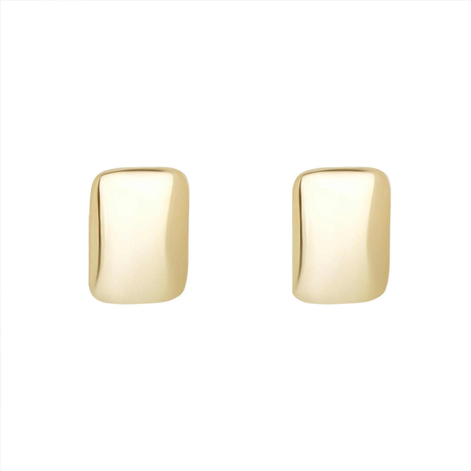 NJO 9ct gold flat rectangular stud earrings with a sleek, minimalist design for elegant everyday wear.