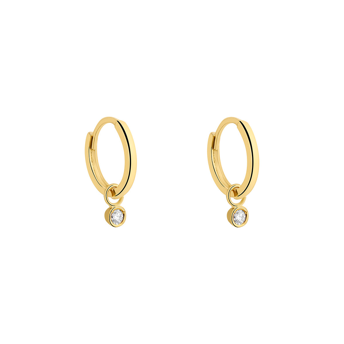 9ct Gold Huggie Hoop Earrings | Lab Grown Charm