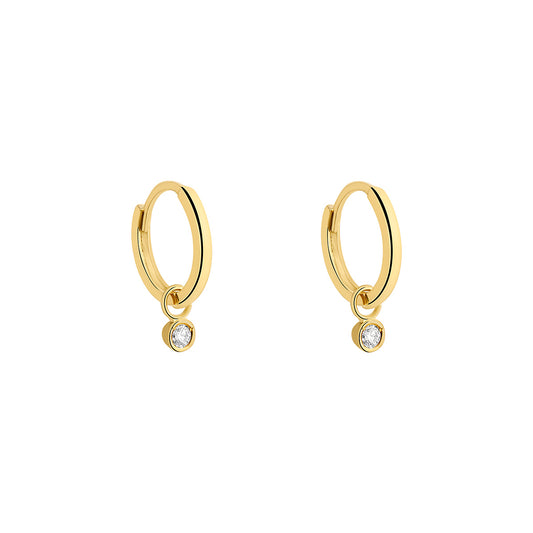 9ct Gold Huggie Hoop Earrings | Lab Grown Charm