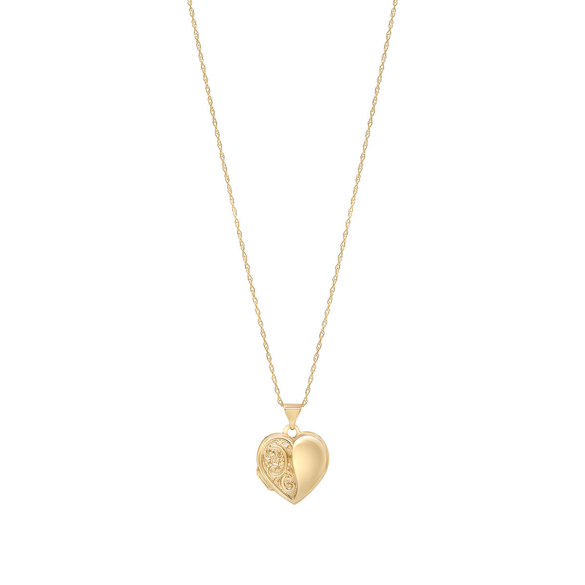 9ct Gold Engraved Heart Locket Necklace