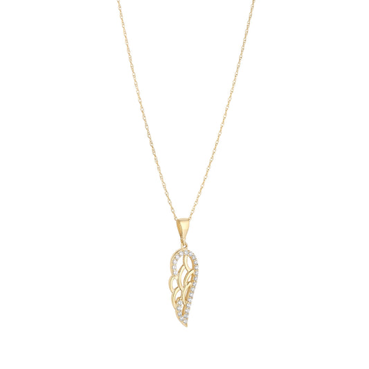 9ct Gold CZ Angel Wing Necklace - John Ross Jewellers