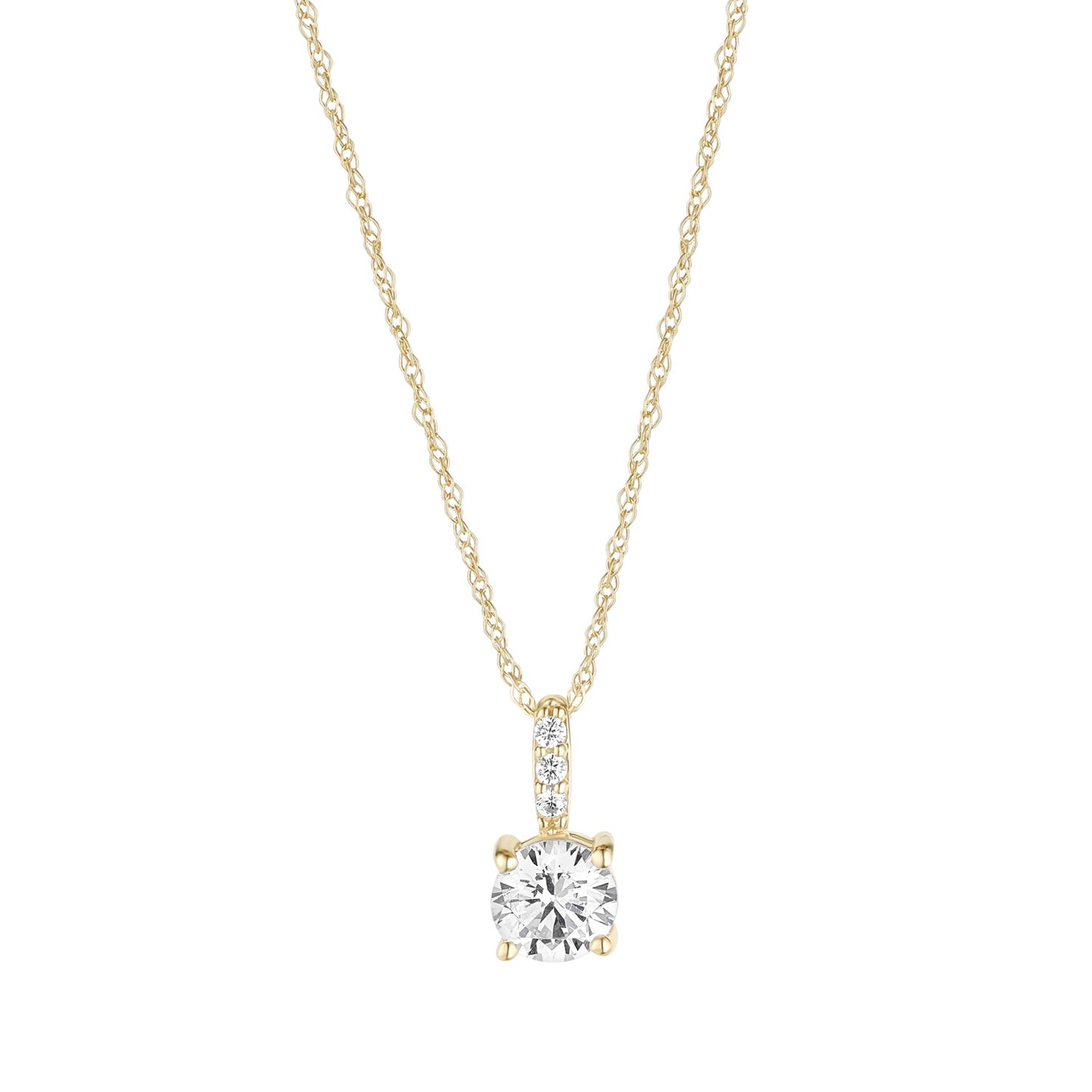 9ct gold claw set CZ necklace with a 6mm pendant, featuring sparkling cubic zirconia stones on a delicate chain.