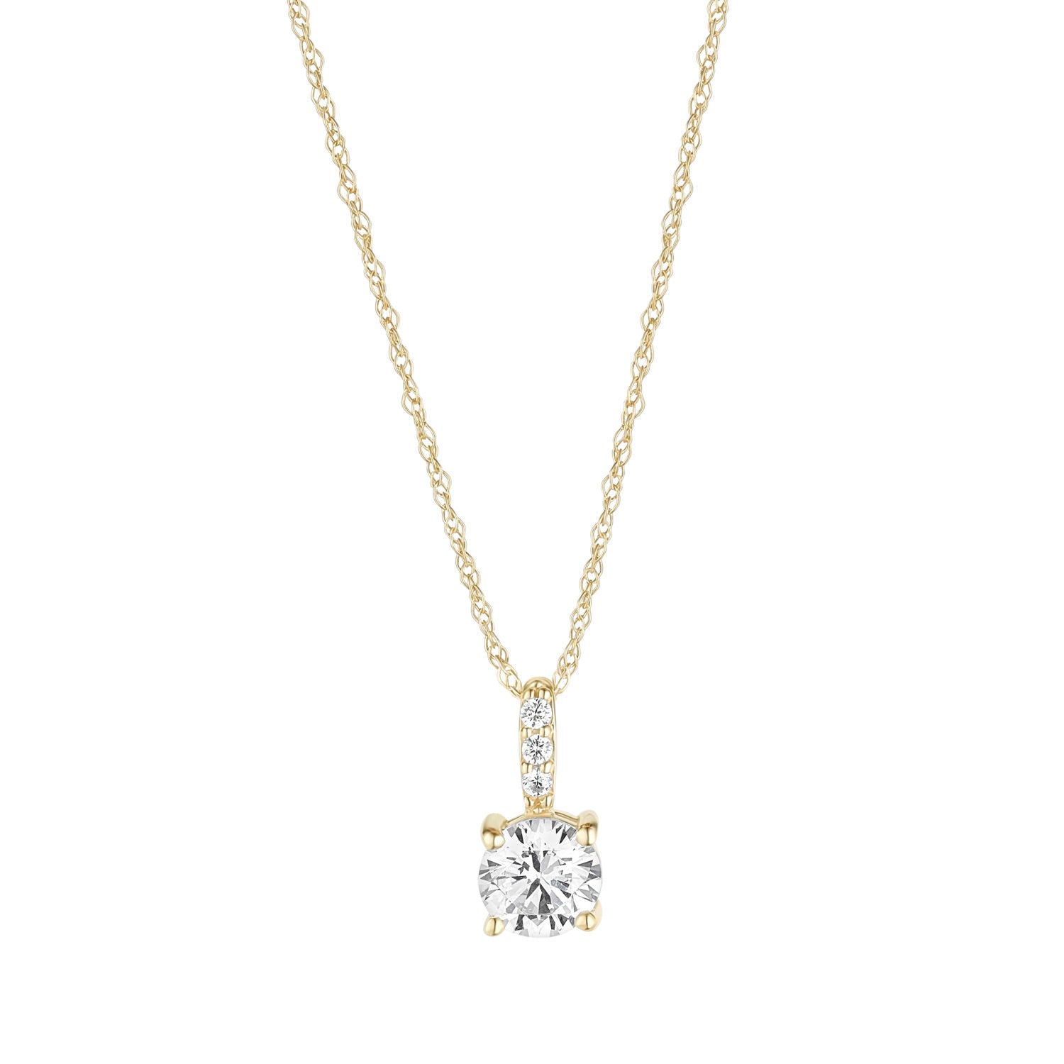 9ct gold claw set CZ necklace with a 6mm pendant, featuring sparkling cubic zirconia stones on a delicate chain.