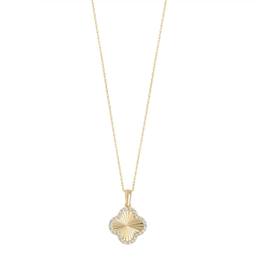 9ct Gold Alhambra Quatrefoil CZ Necklace - John Ross Jewellers