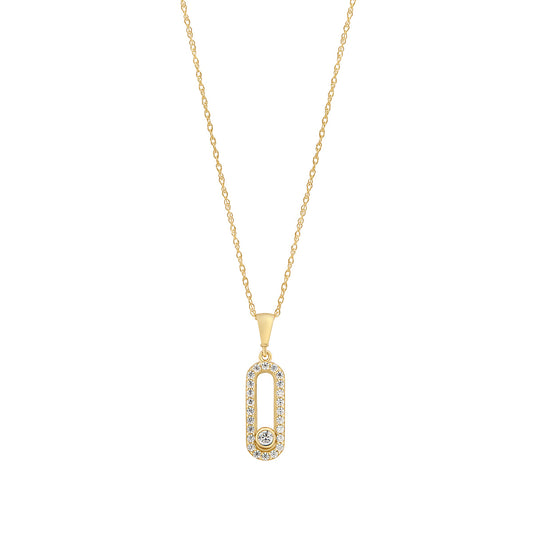 9ct Gold Open Oval CZ Necklace