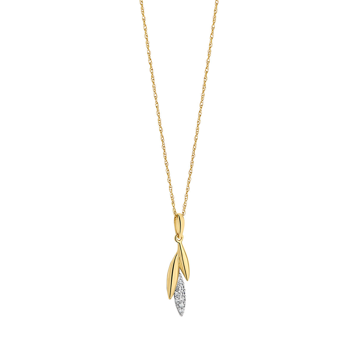 9ct Gold CZ Leaf Necklace