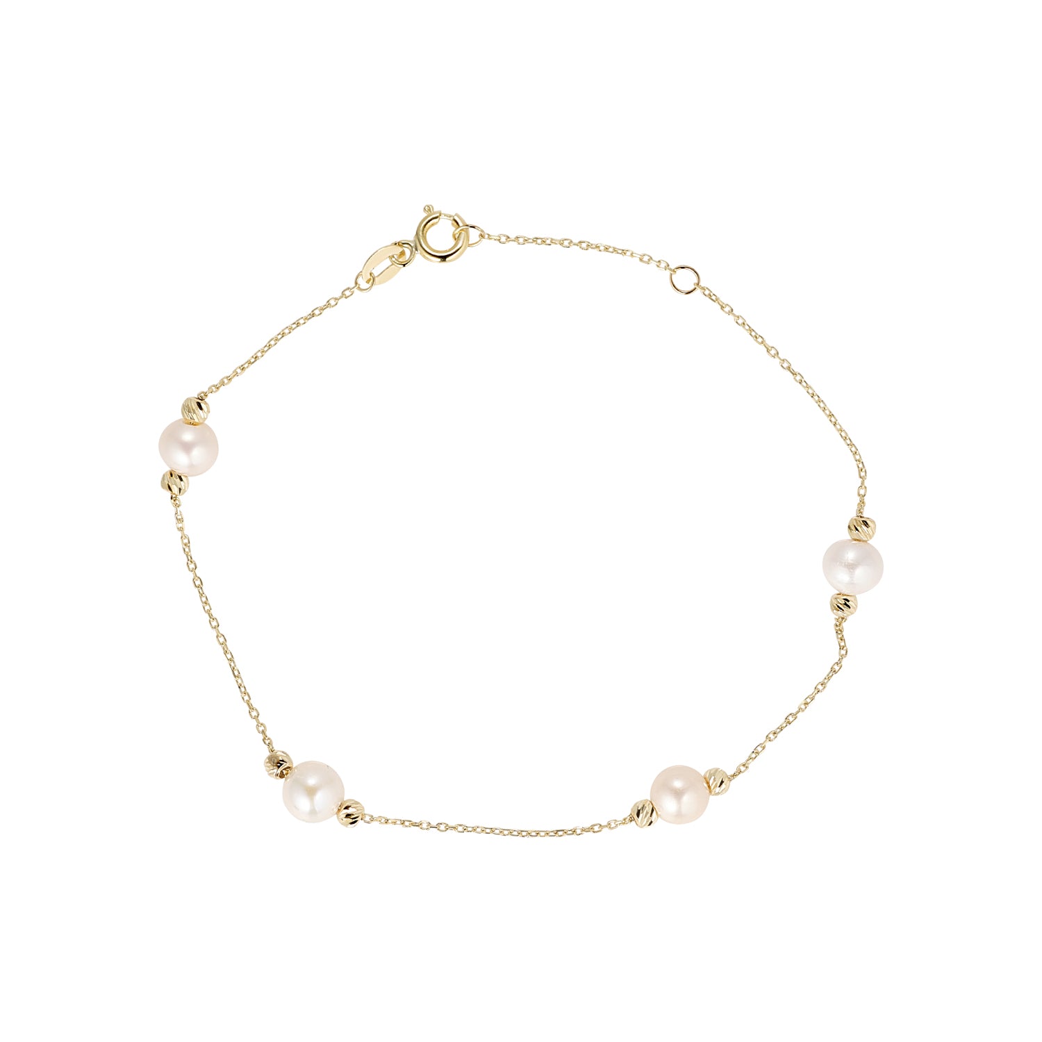 9ct Gold Freshwater Pearl Station Bracelet - John Ross Jewellers