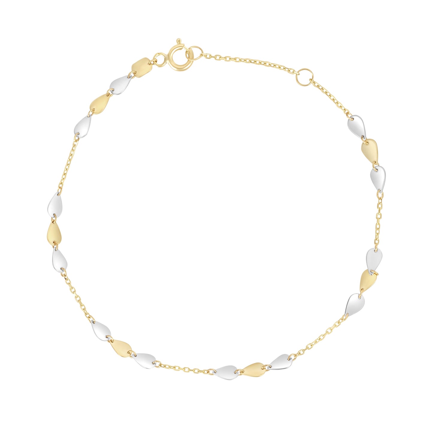 9ct Gold Two Tone Pear Discs Bracelet