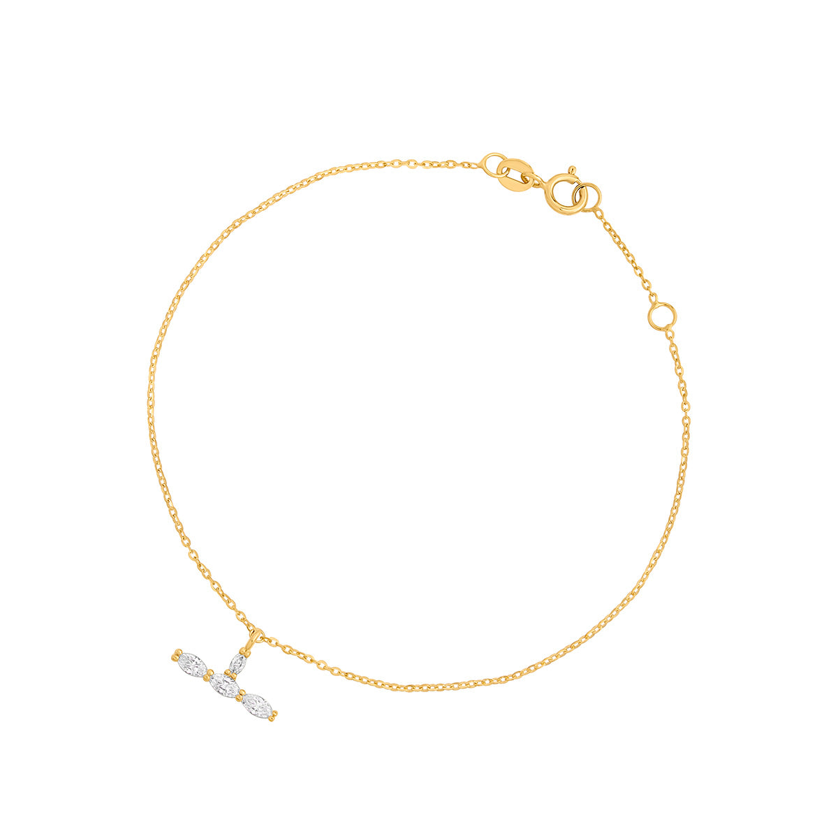 9ct Gold CZ T-Bar Bracelet