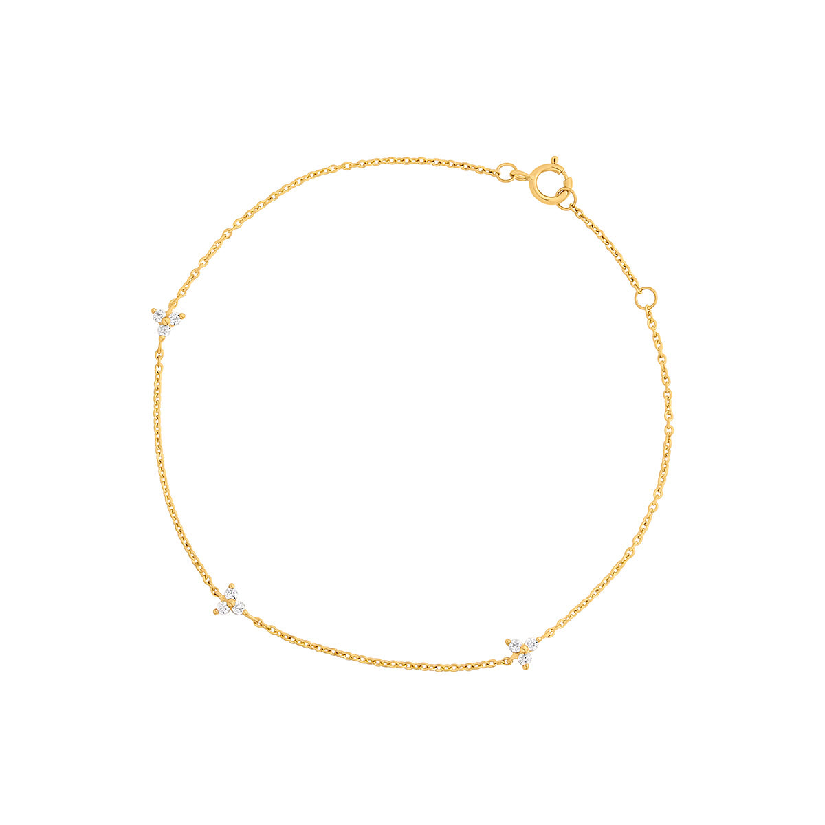 9ct Gold CZ Trefoil Bracelet