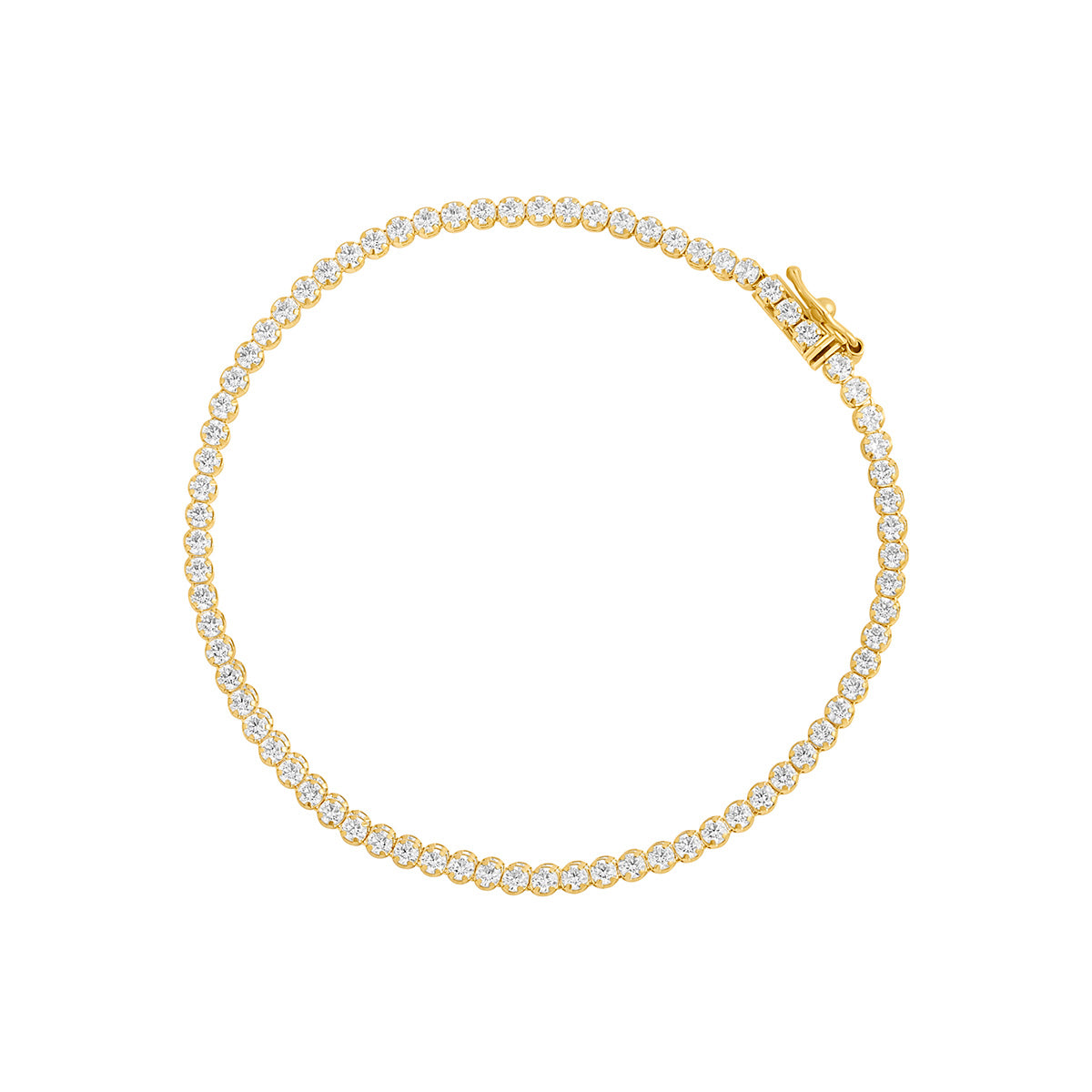 9ct Gold 2mm Claw Set CZ Line Bracelet