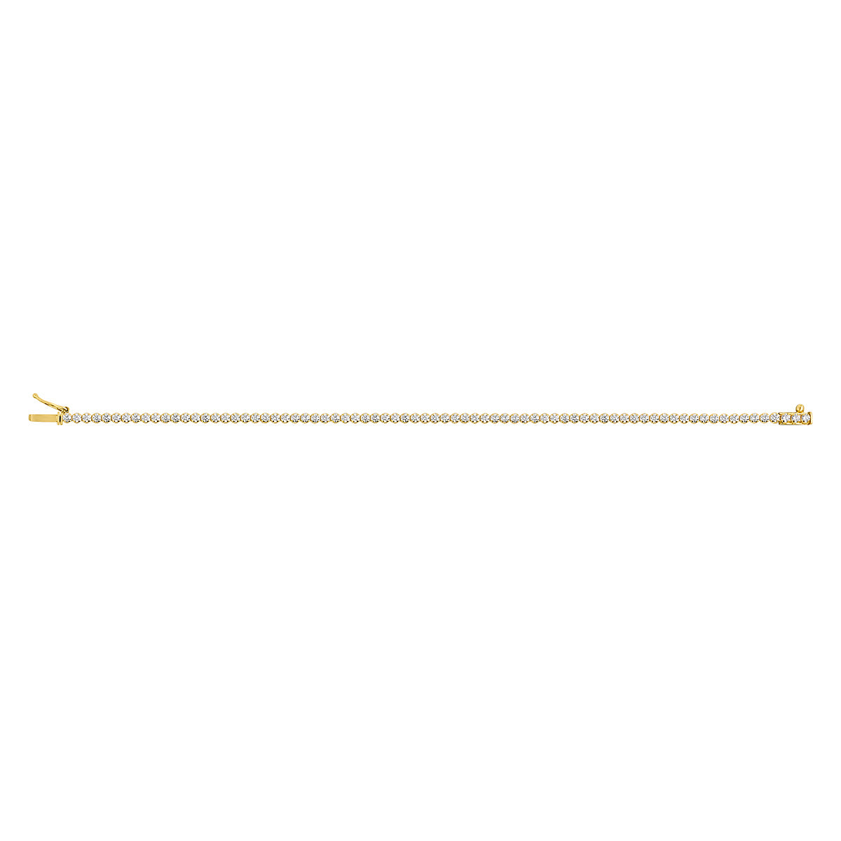 9ct Gold 2mm Claw Set CZ Line Bracelet