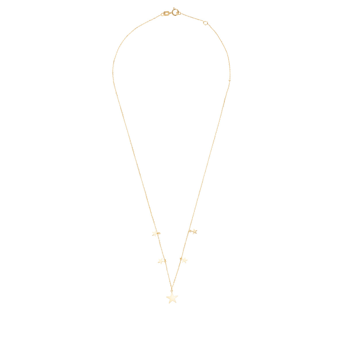 9ct Gold Five Star Charm Necklace - John Ross Jewellers