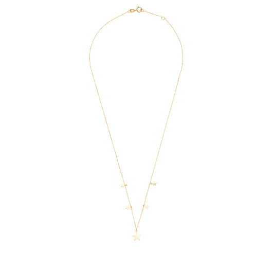 9ct Gold Five Star Charm Necklace - John Ross Jewellers