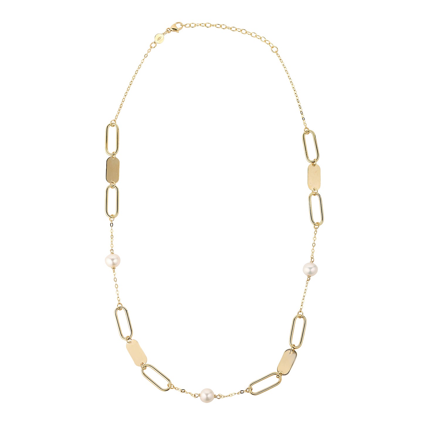 9ct Gold Freshwater Pearl & Disc Necklace - John Ross Jewellers