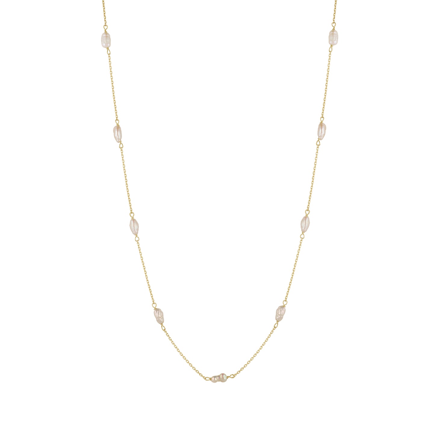 9ct Gold Freshwater Pearl Station Necklace - John Ross Jewellers