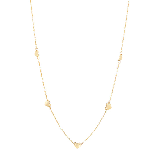 9ct Gold Five Heart Discs Necklace - John Ross Jewellers