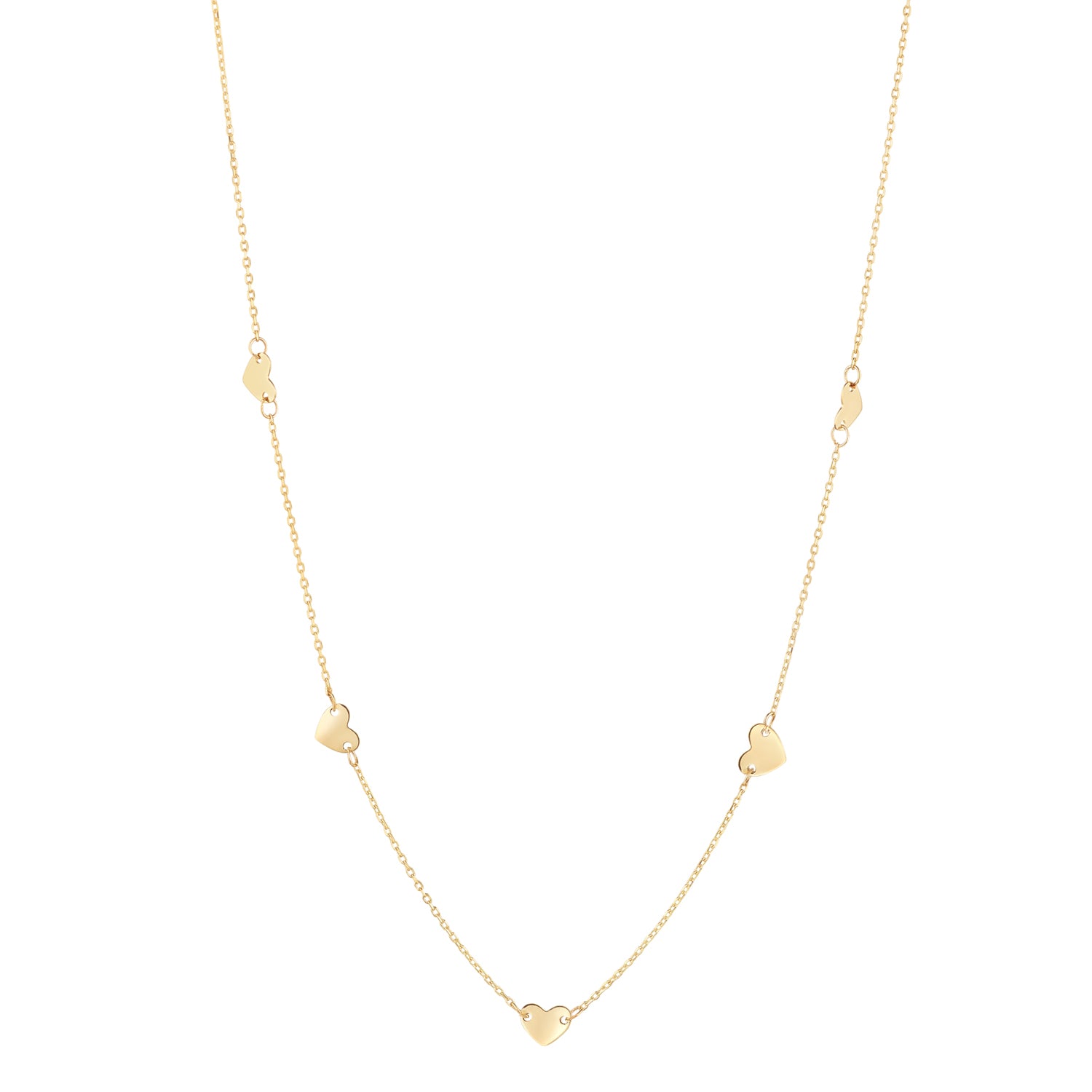 9ct Gold Five Heart Discs Necklace - John Ross Jewellers