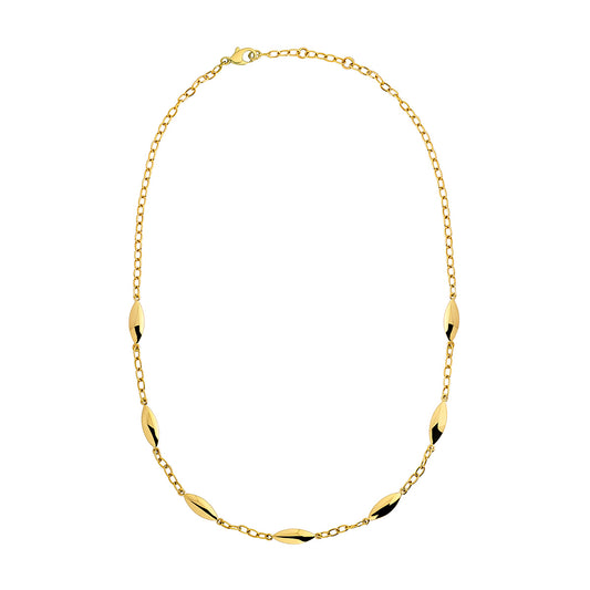 9ct Gold Puffed Marquise Necklace