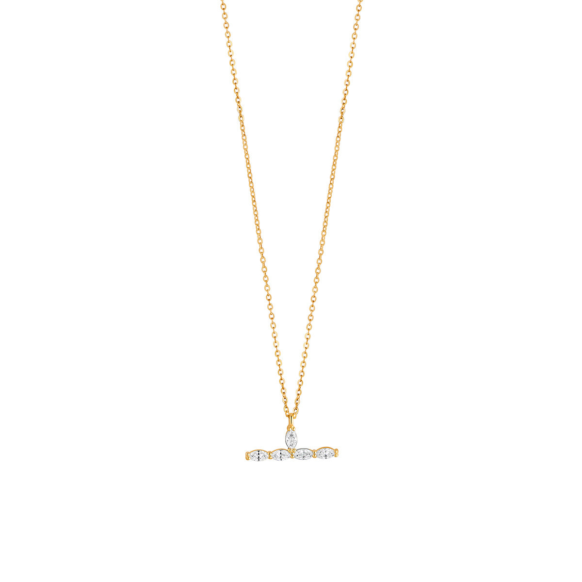 9ct Gold CZ T-Bar Necklace