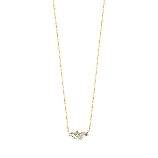 9ct Gold CZ Cluster Necklace