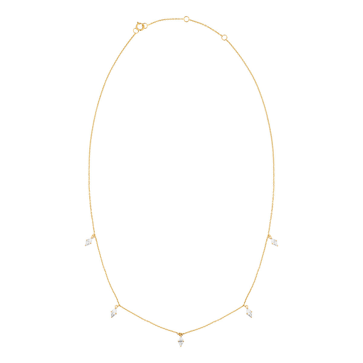 9ct Gold Marquise CZ Drops Necklace