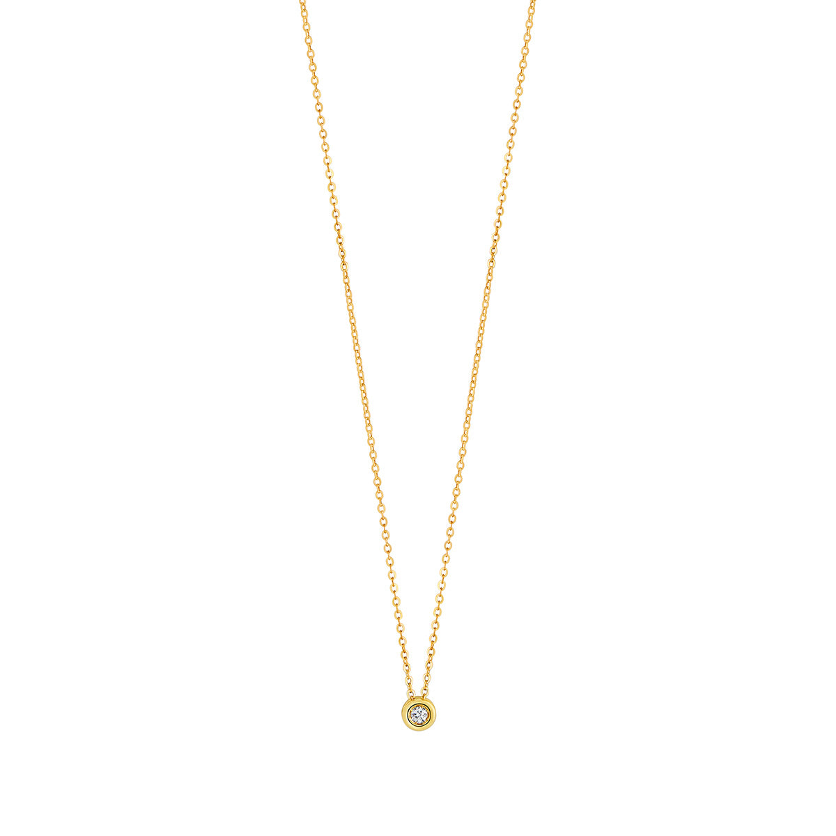 9ct Gold Bezel Set Solitaire Necklace | Lab Grown