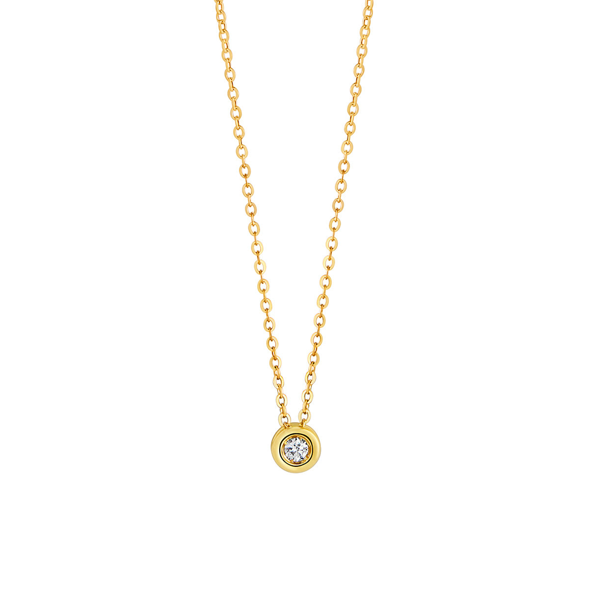 9ct Gold Bezel Set Solitaire Necklace | Lab Grown