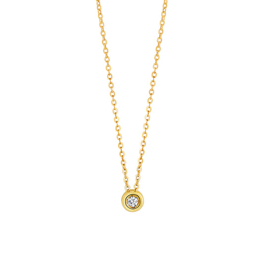 9ct Gold Bezel Set Solitaire Necklace | Lab Grown