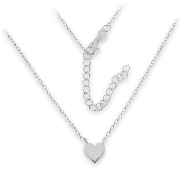 Silver heart disc necklace by Comero with 40+5cm chain, featuring a shiny heart pendant on a sleek, elegant chain.