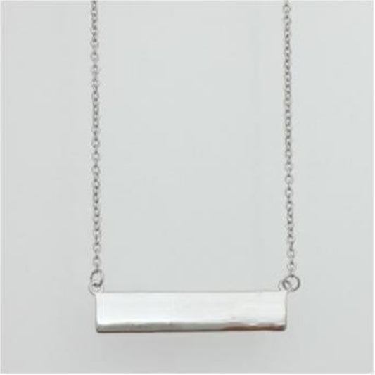 Silver Bar Disc Necklace