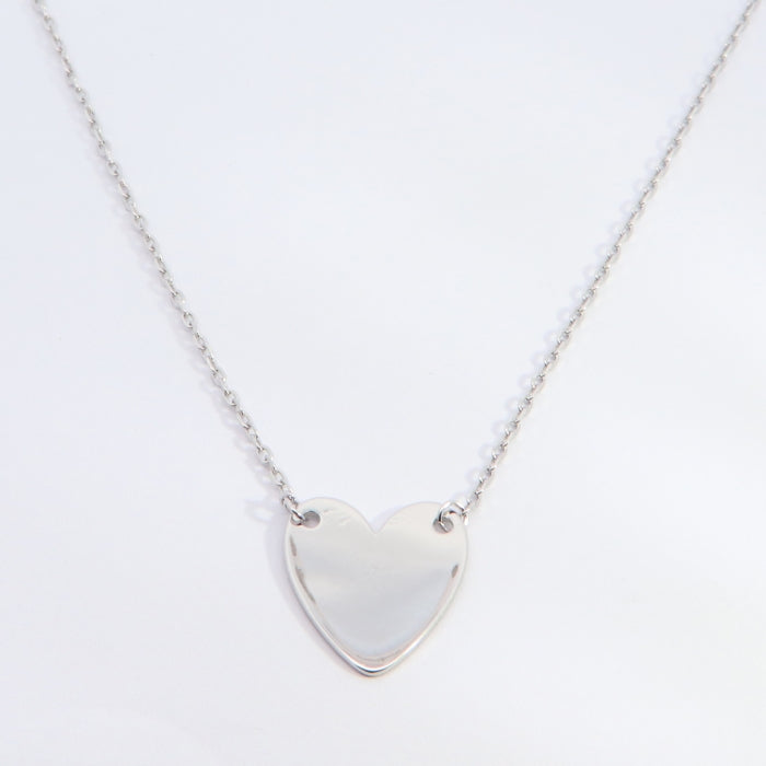 Silver Heart Disc Necklace