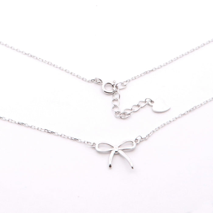 Silver CZ Bow Necklace