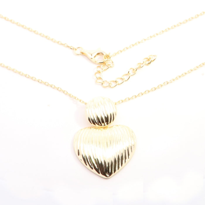 Sunshine Textured Two Hearts Necklace | 40+5cm - John Ross Jewellers