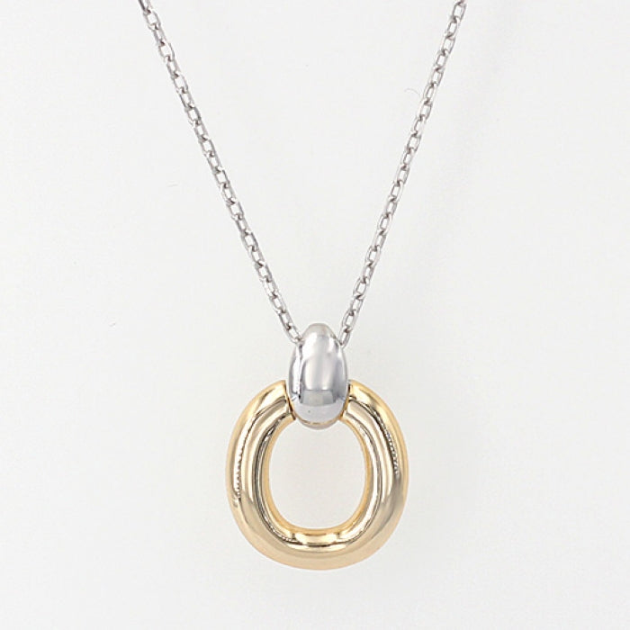 Sunshine Two Tone CZ Doorknocker Necklace by Comero, 40+5cm, featuring gold and silver tones with sparkling cubic zirconia accents.