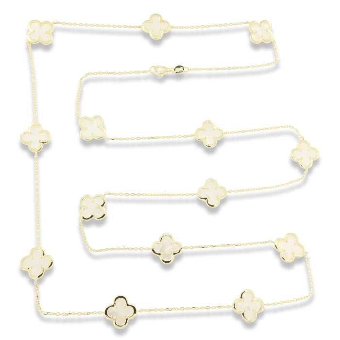 Sunshine Mother Of Pearl Quatrefoil Long Necklace