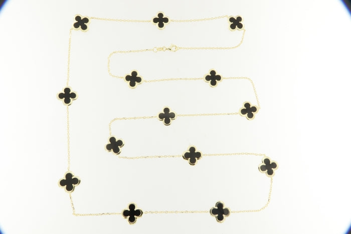 Sunshine Onyx Quatrefoil Long Necklace