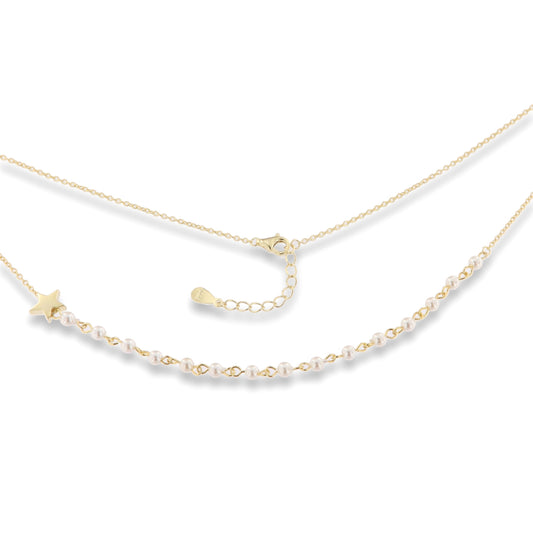 Sunshine 3mm Pearl & Star Necklace | 42+3cm - John Ross Jewellers