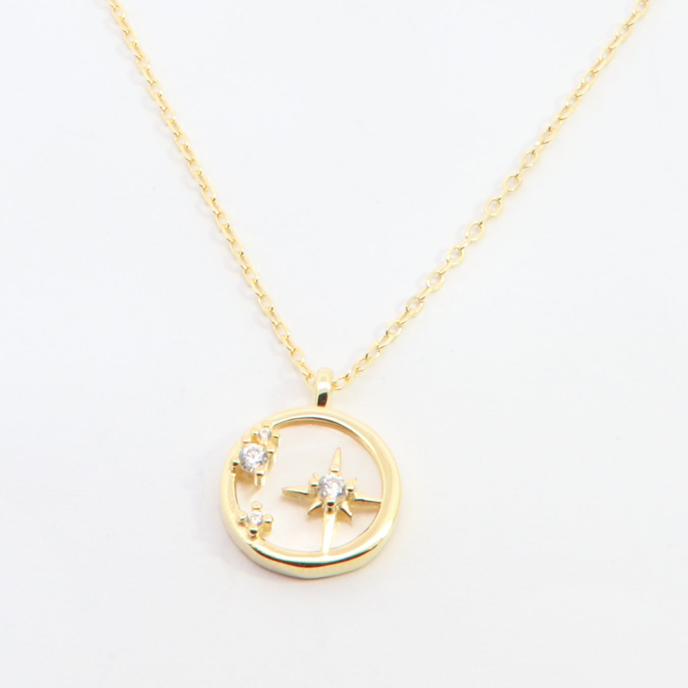 Sunshine Mother of Pearl Northstar Disc Necklace | 42+3cm - John Ross Jewellers