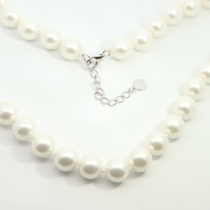 Silver Pearl Necklace | 10mm