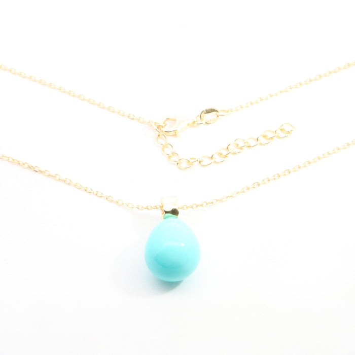 Sunshine Pear Shaped 12x15mm Synthetic Turquoise & CZ Necklace | 40+5cm - John Ross Jewellers