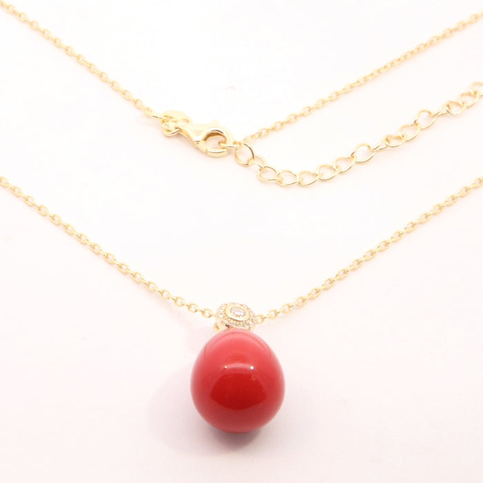 Sunshine Faux Red Coral Pendant Necklace