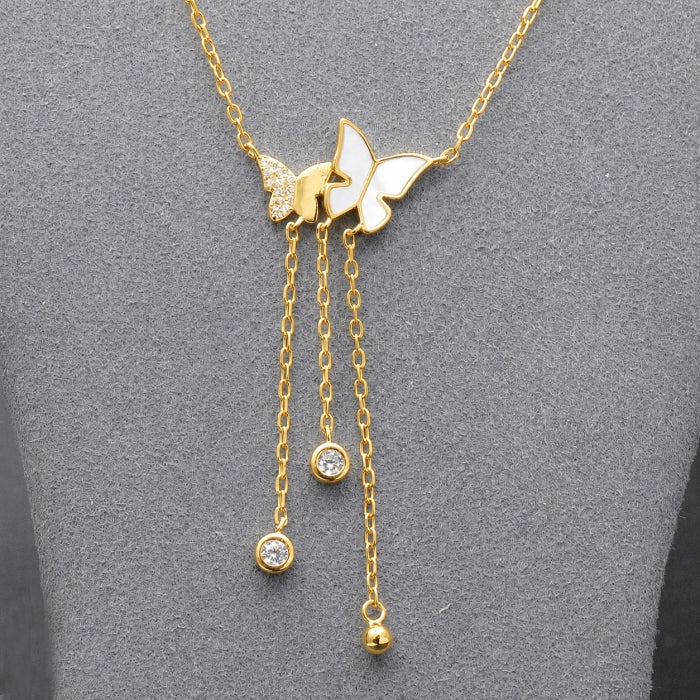 Sunshine CZ Butterfly Lariat Necklace