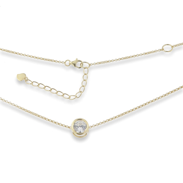 Sunshine 8mm CZ Bezel Solitaire Necklace | 42 + 5 + 5cm