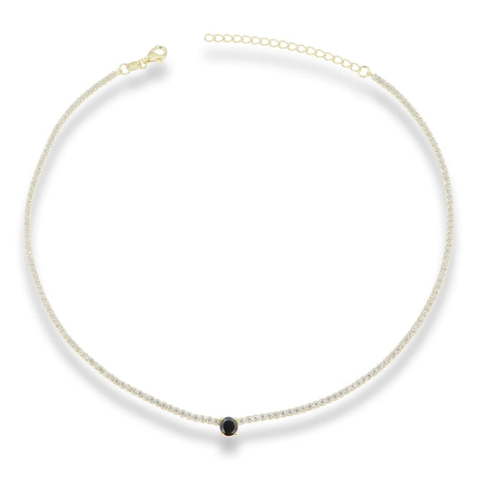 Sunshine CZ Tennis Necklace | Black & White