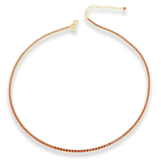Sunshine Organge CZ Tennis Necklace | 40+5cm - John Ross Jewellers