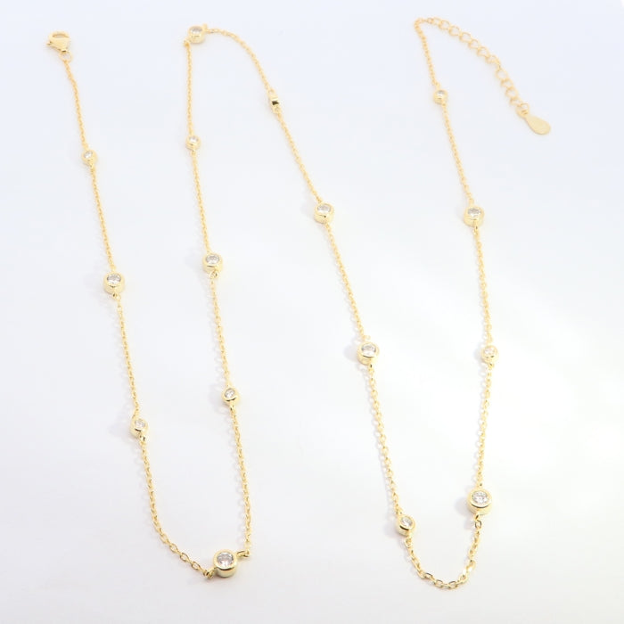 Sunshine CZ Station Necklace | 60cm