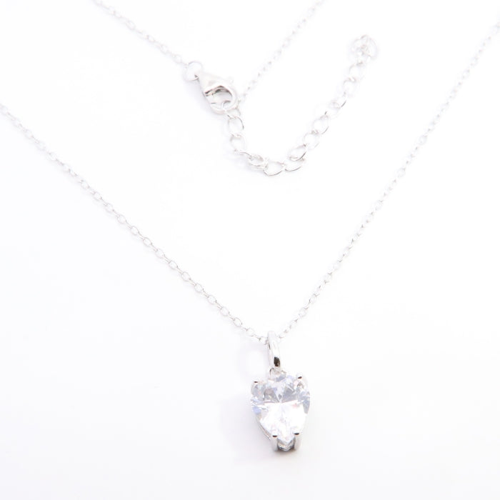 Silver Pear CZ Necklace - John Ross Jewellers