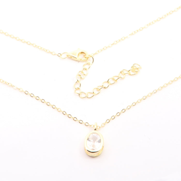 Sunshine Pear Cut CZ Solitaire Necklace | 40+5cm - John Ross Jewellers