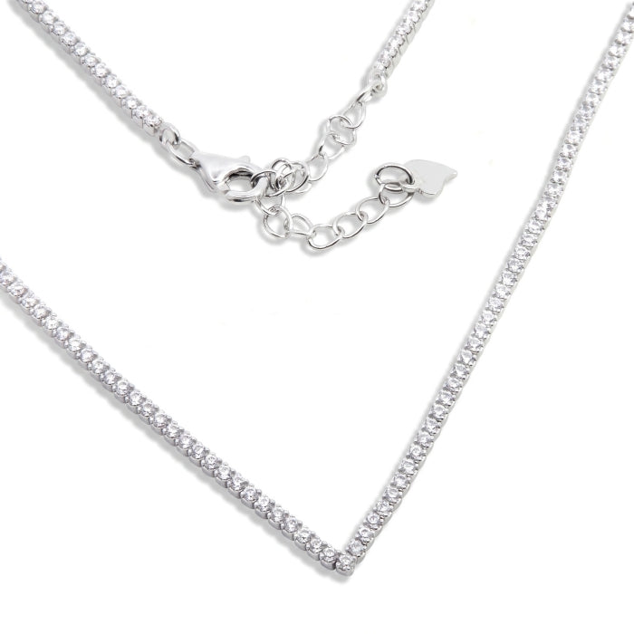 Silver Wishbone Tennis Necklace